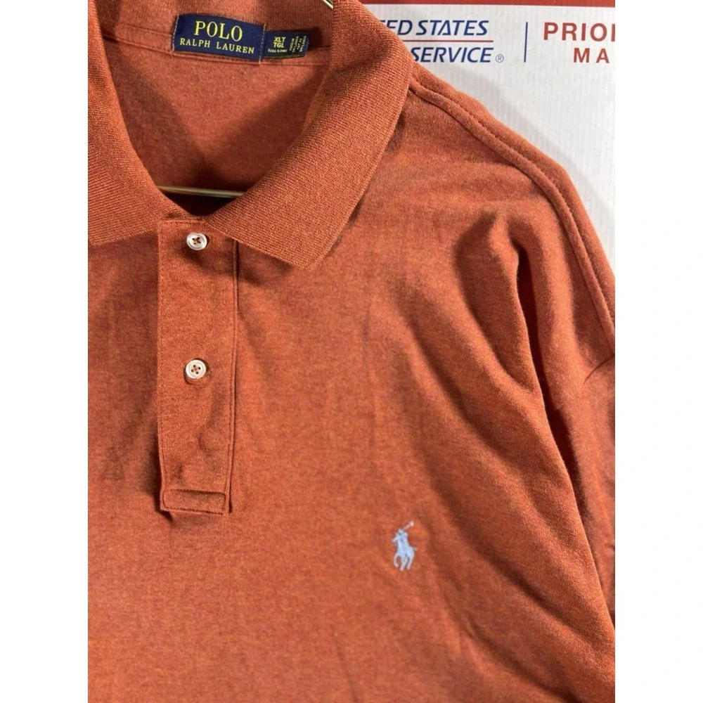 Polo Ralph Lauren‎ Polo Shirt Mens Orange 100% Cotton Preppy Golf Sz XLT